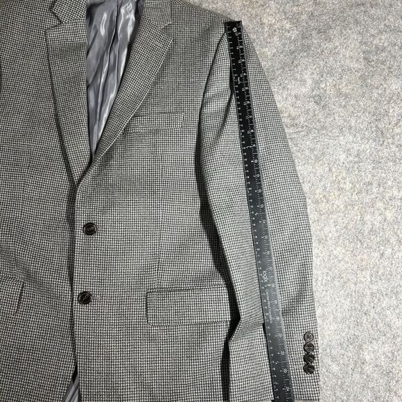 Ralph Lauren Blazer Mens 40R Wool Houndstooth Black Gray Two Button Sport Coat - Picture 8 of 11